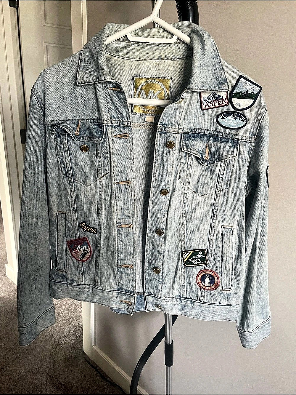 Michael Kors Patched Denim Jacket in Blue S/M